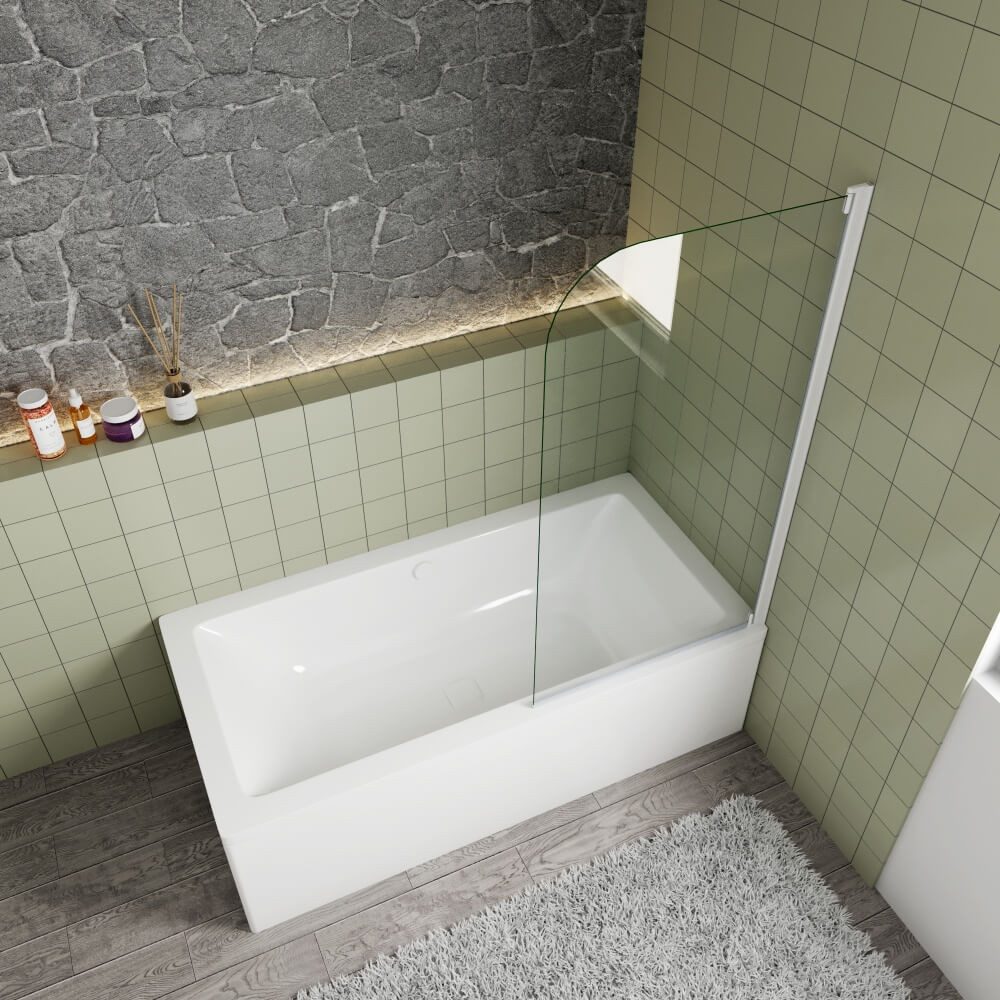 Duschparadies Duschwand 140cm anthrazitweiß Glas Aufsatz Duschabtrennung Badewanne Trennwand, Einscheibensicherheitsglas, Sicherheitsglas, Glas – Bild 3 von 5