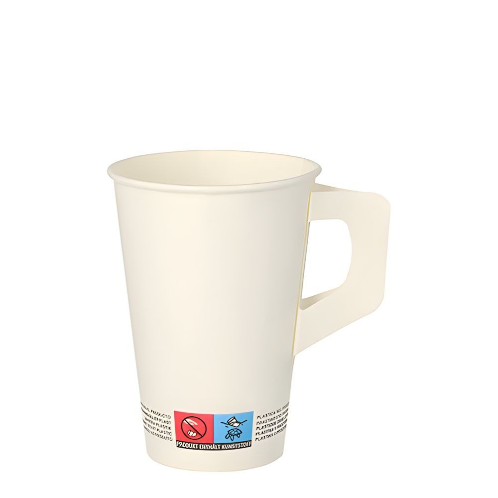PAPSTAR Einwegbecher Trinkbecher mit Henkel, Pappe To Go 0,2 l Ø 7 cm, 9,7 cm weiss 80 Stk, Pappe, beschichtet