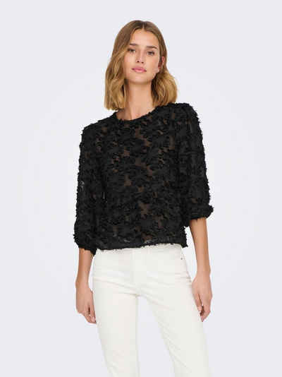 JACQUELINE de YONG Blusenshirt Elegante 3/4 ASrm Bluse Mesh Blumen Shirt JDYKING 5633 in Schwarz