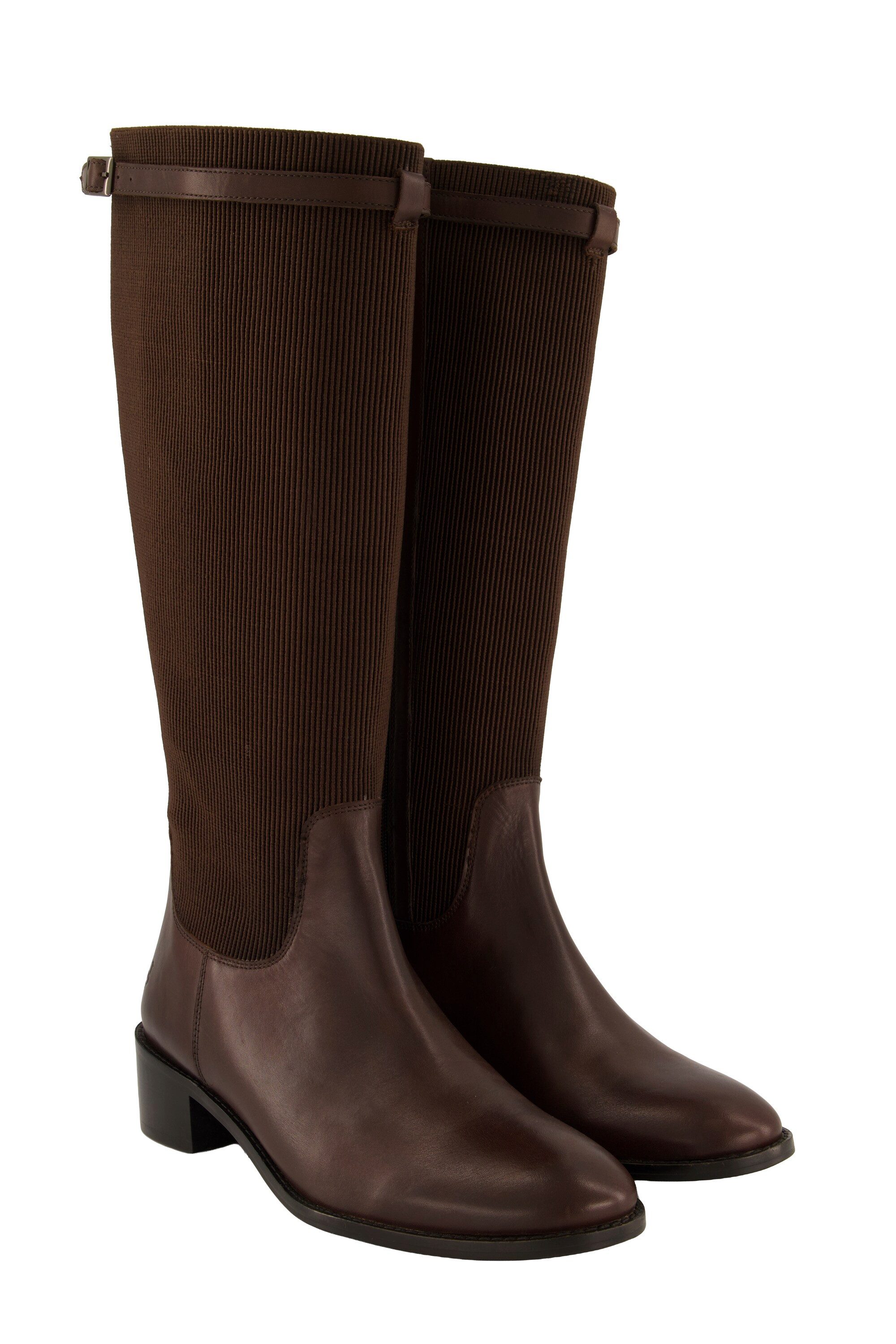 Ulla Popken Lederstiefel XL-Stretch-Schaft Reißverschluss Stiefel