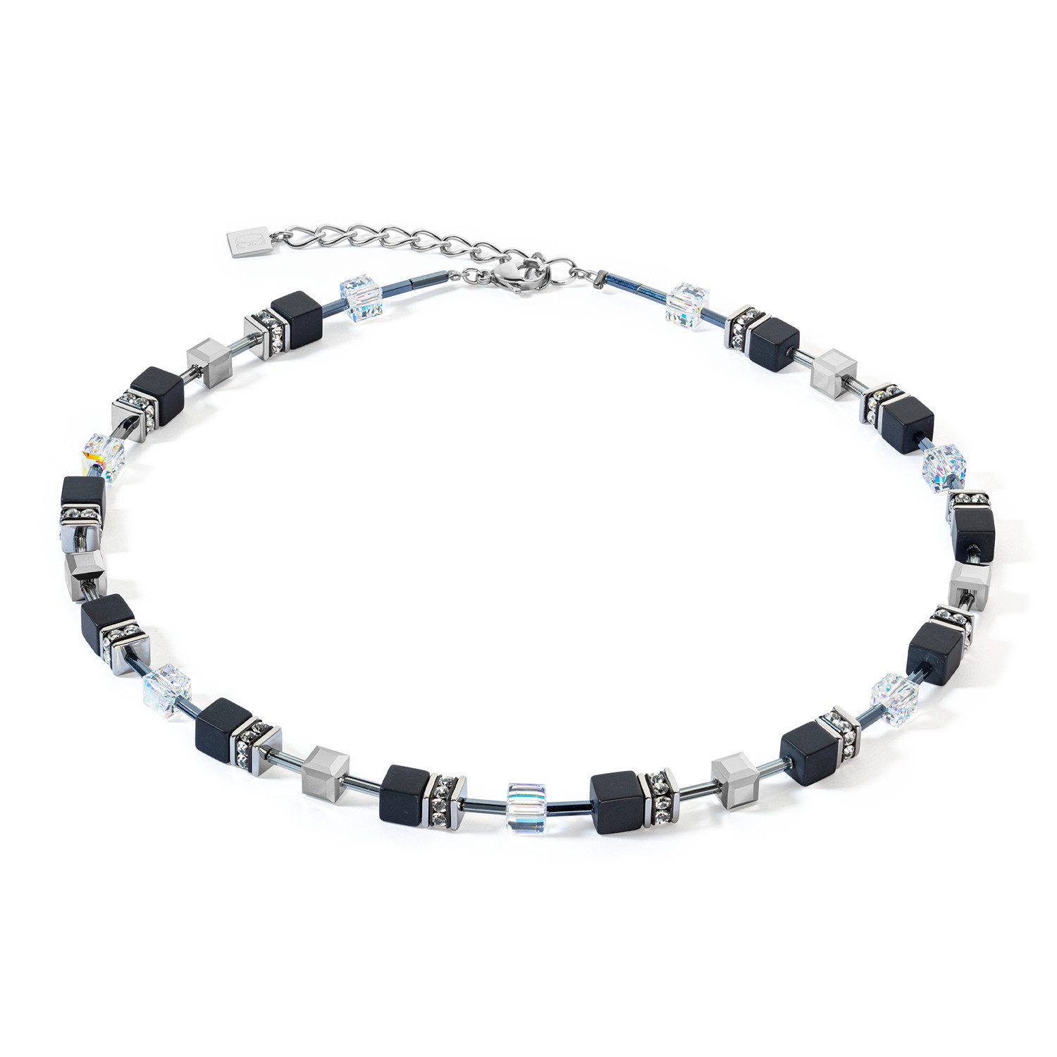 COEUR DE LION Kette mit Anhänger Coeur de Lion Collier GeoCUBE 4018/10-1318 Edelstahl Onyx