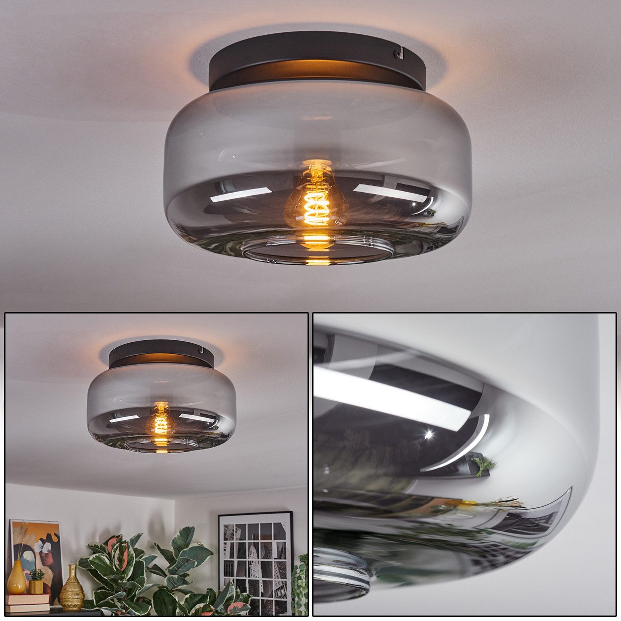 hofstein Deckenleuchte 1-flammige Deckenlampe aus Metall/Glas günstig online kaufen