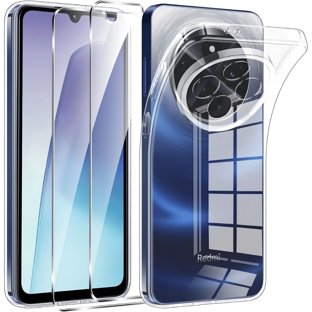 SmartUP Smartphone-Hülle + 2X Schutzglas für Xiaomi Redmi 17C Panzerfolie Display Case Full 9H 6,88, integrierter Kameraschutz, präzise Aussparungen