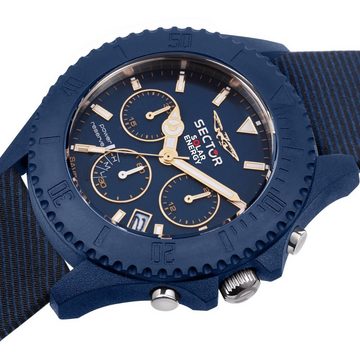 Sector Chronograph Sector Herren Armbanduhr Chrono Leder, (Chronograph), Herren Armbanduhr rund, groß (41,2x36 mm), Lederarmband blau, Elegant