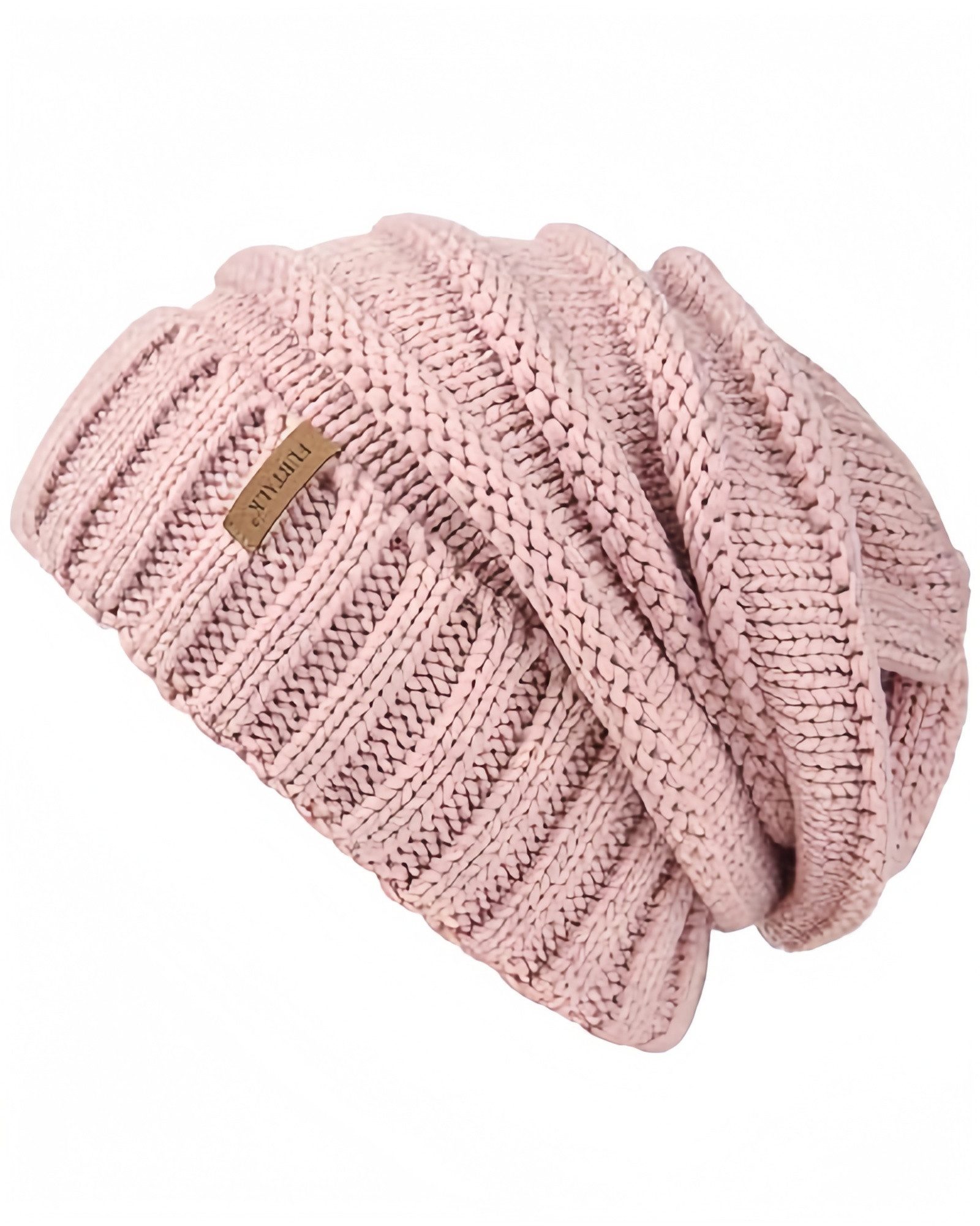FOUORTUNATE-BEE Strickmütze Damen Wintermütze, weiche Strickmütze, locker & vielseitig tragbar (Breite Strick-Wintermütze Damen, modische, warme Mütze für Winter)