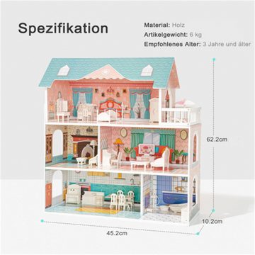 Dekorative Puppenhaus Hölzernes Puppenhaus-Spielset mit Möbeln und Zubehör, (1-tlg), Die Geburtstagsgeschenk, Weihnachtsgeschenke für Mädchen