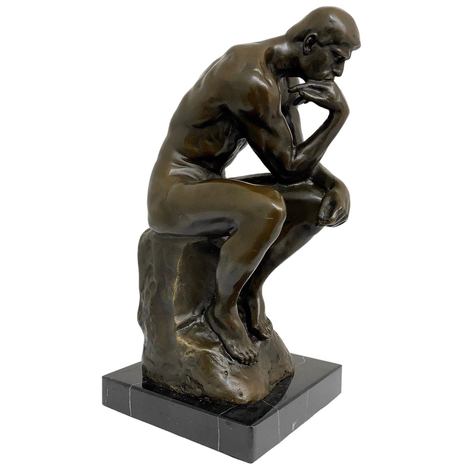 Aubaho Skulptur Bronzeskulptur der Denker Bronzefigur nach Rodin Mann Skulptur 23cm Ko