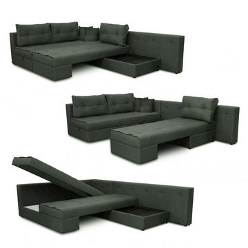 VitaliSpa® Ecksofa Schlafsofa Couch Eckcouch MILTON Schlaffunktion links XXL, mit Schlaffunktion