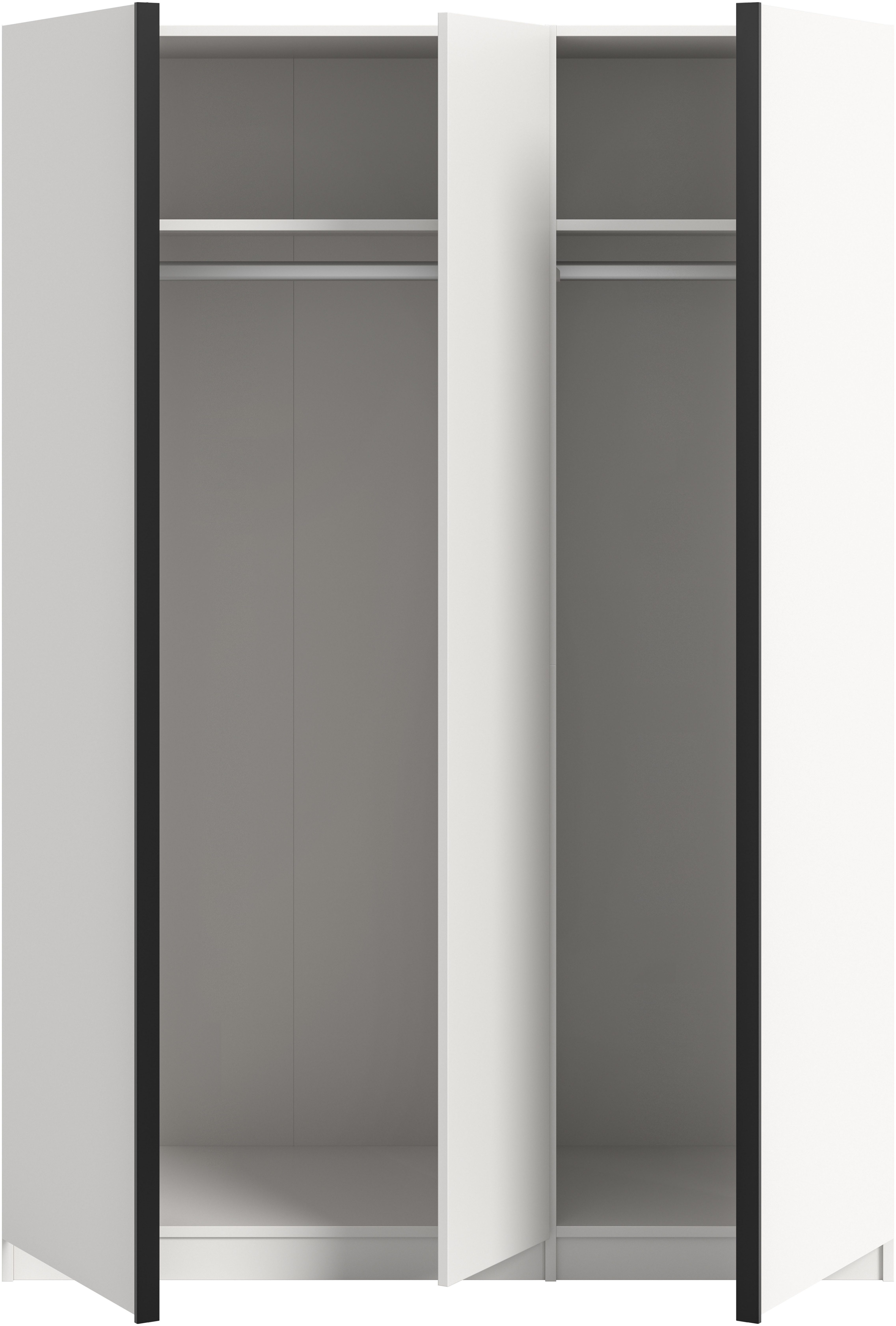 Home affaire Kleiderschrank BENDINGO, Schlafzimmerschrank, Schrank, Garderobenschrank (OTTO BESTSELLER, Garderobe & Schlafzimmer) Breite 130cm, weiß, 3-türig, inkl. 2 Kleiderstangen und 2 Ablageböden