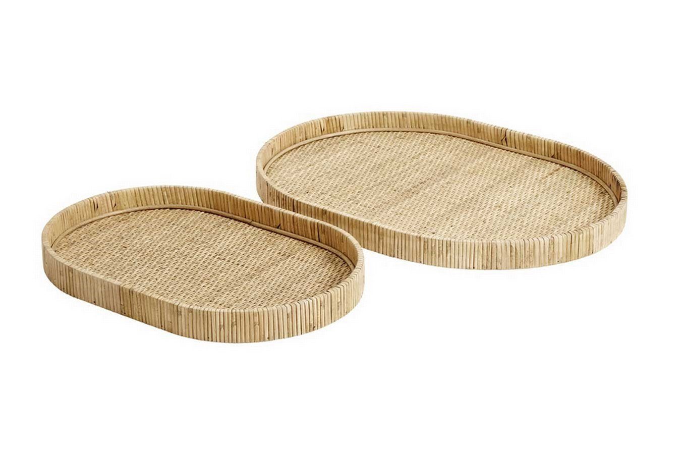 oval groß Tablett daslagerhaus Fuji Rattan living Tablett