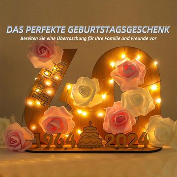 Novzep Deko-Buchstaben Große Holzzahl, Bastelornamente aus Holz mit Lichterketten, für Wanddekoration, DIY-Projekt, Geburtstags-Hochzeitsparty-Dekoration