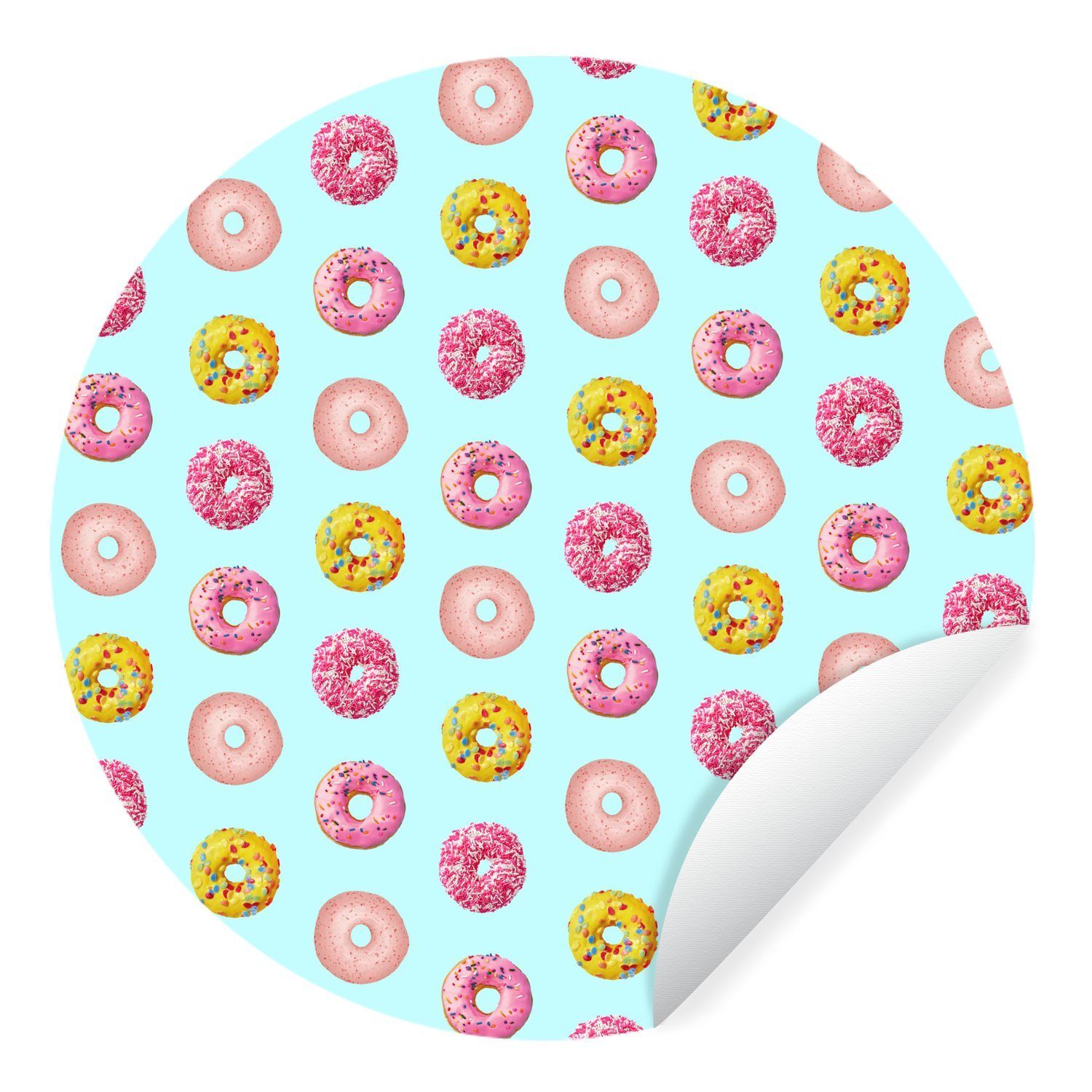 Tapetenaufkleber, Muster Donut MuchoWow (1 - Tapetenkreis Rund, St), - Kinderzimmer, Farben Wandsticker Wohnzimmer für