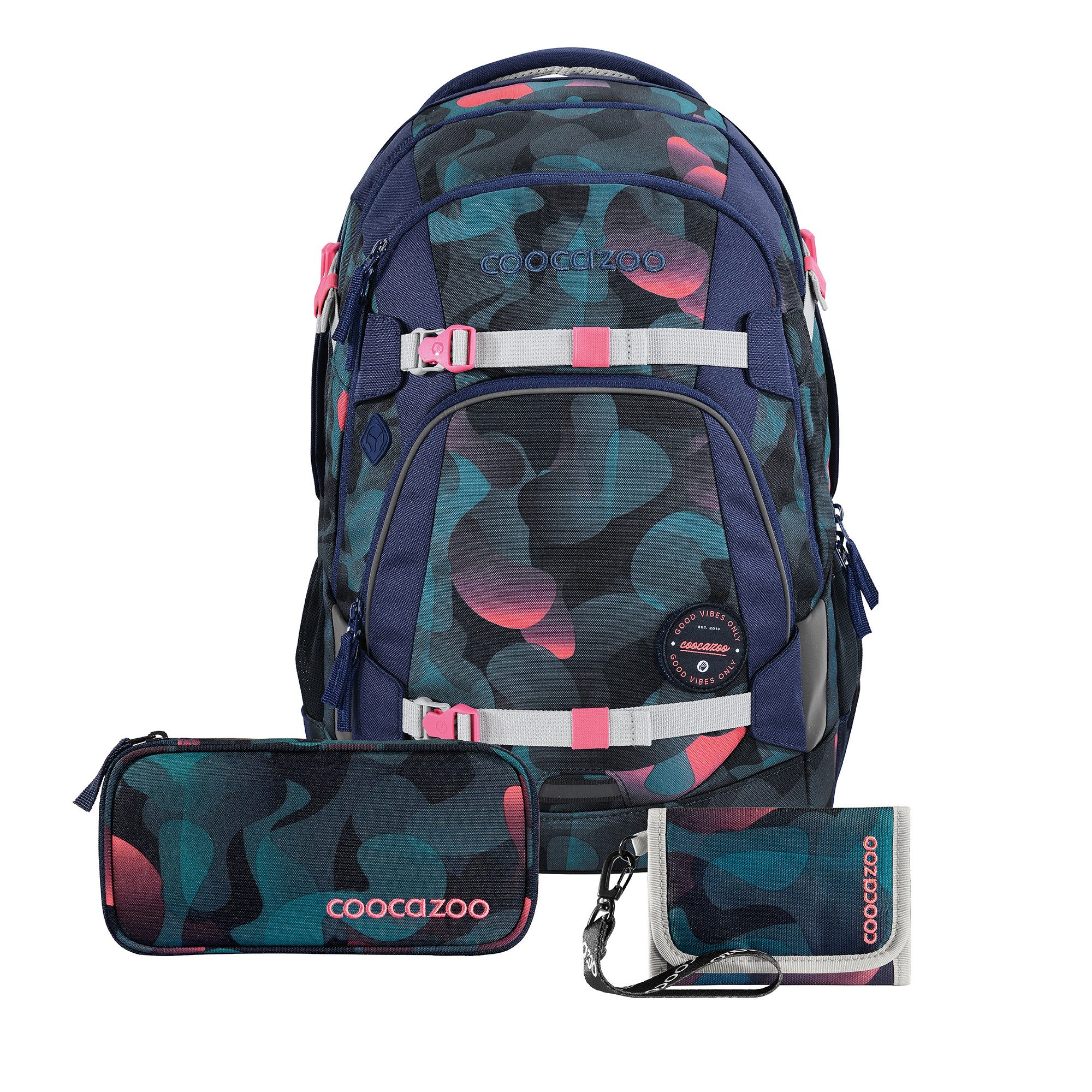 coocazoo Schulranzen Schulrucksack-Set MATE, Mäppchen Geldbörse (3-tlg)