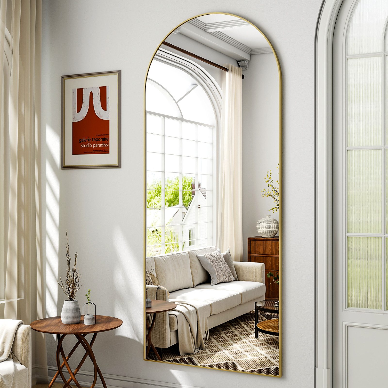 Koonmi Ganzkörperspiegel Großer Standspiegel mit Metallrahmen und verstärktem Glas