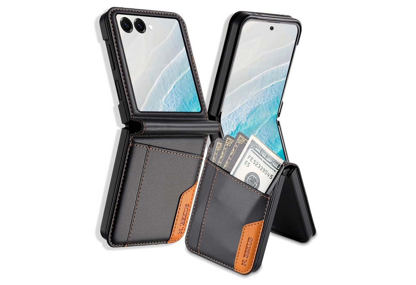 Wigento Handyhülle Klapphülle für Samsung Galaxy Z Flip8 RFID Schutz Kartenfach Cover 6,90 Zoll, RFID Schutz, Standfunktion, Magnetverschluss