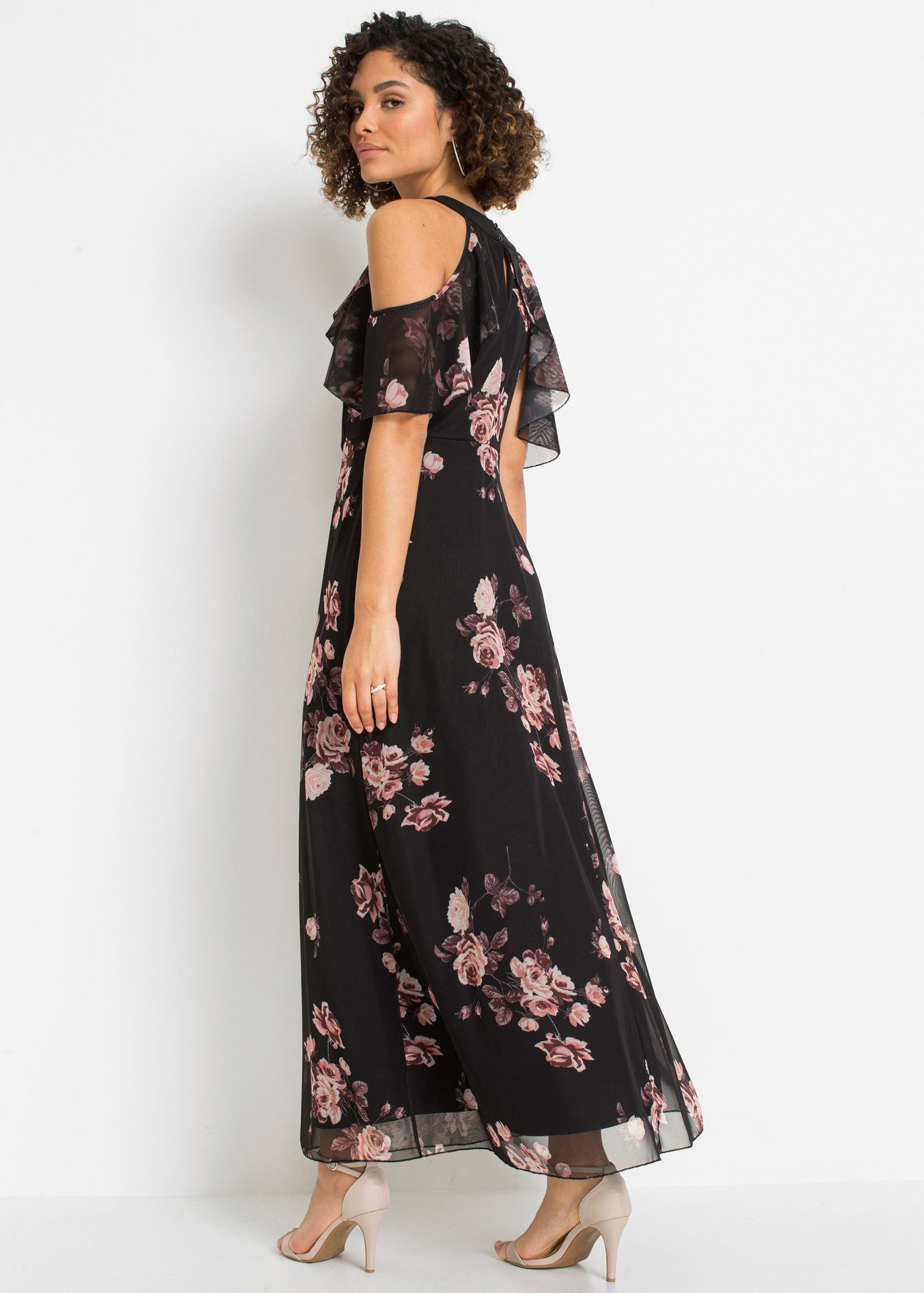 bonprix Maxikleid für eleganten Auftritt, aus leichtem Mesh-Material, lockere Passform