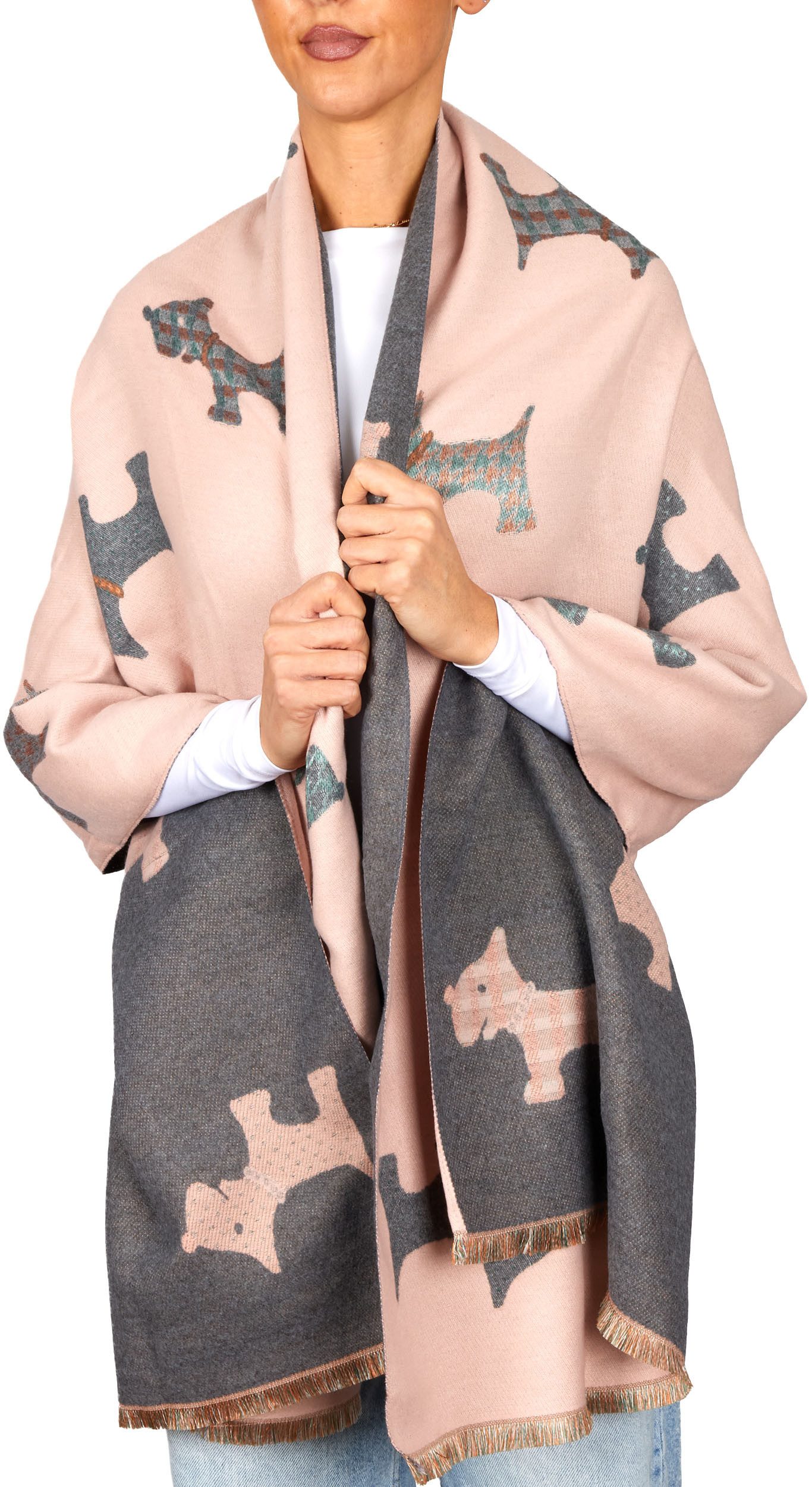 BRUBAKER Schal Cashmirillo Damen Schal mit Hunde Muster - Warm und Kuscheli günstig online kaufen