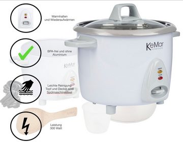 KeMar Kitchenware Reiskocher KRC-100, 300 W, Reiskocher mit Edelstahltopf
