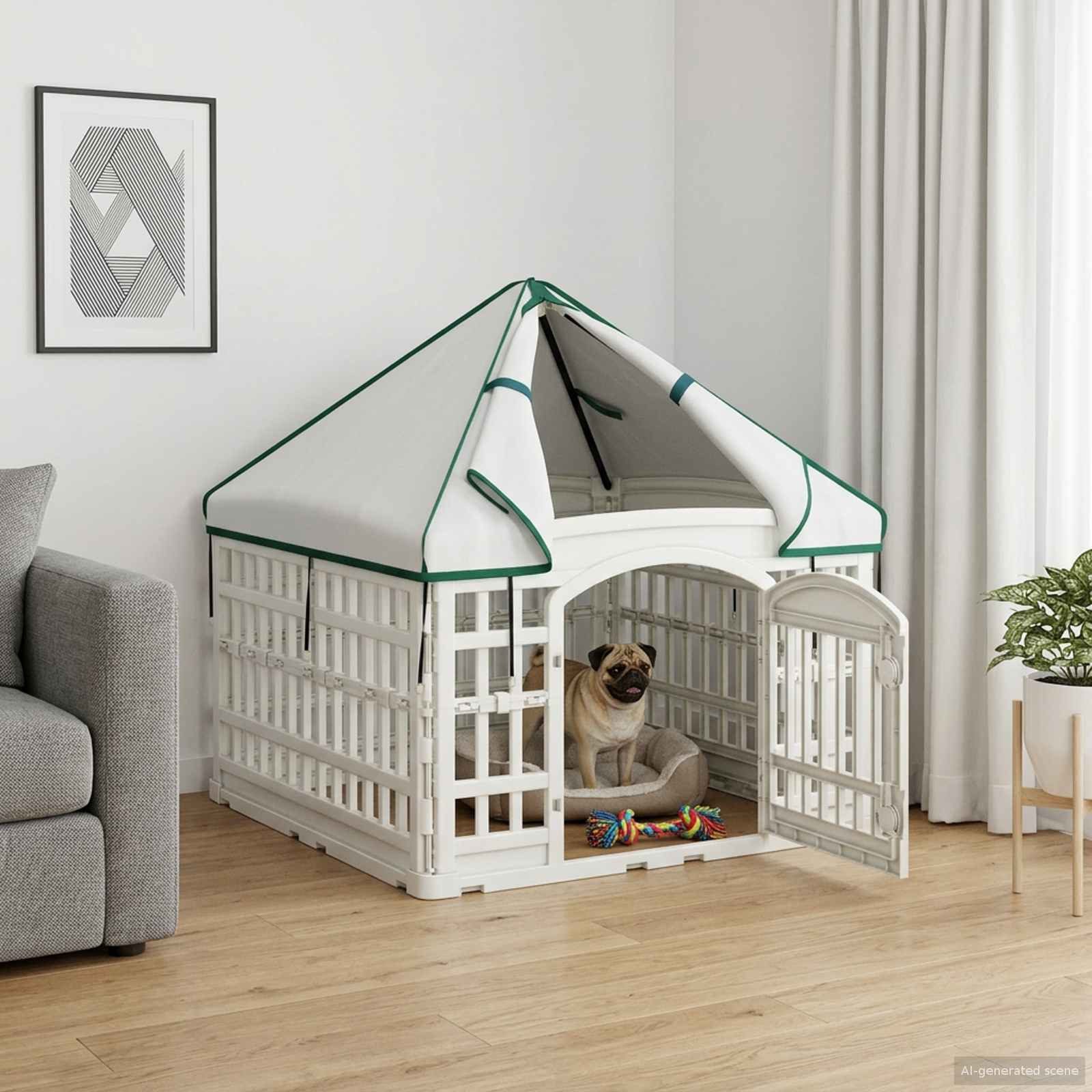 vidaXL Freigehege 4-Panel-Hundespielplatz mit Dach 88 x 88 x 112 cm Kunststoff