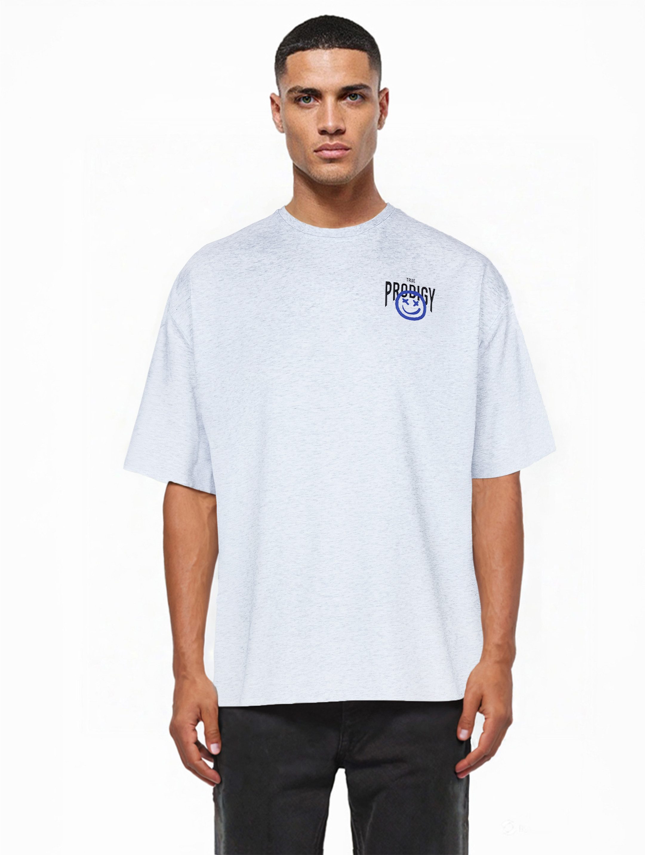 trueprodigy Oversize-Shirt Hajin Logoprint Rundhals dicker Stoff