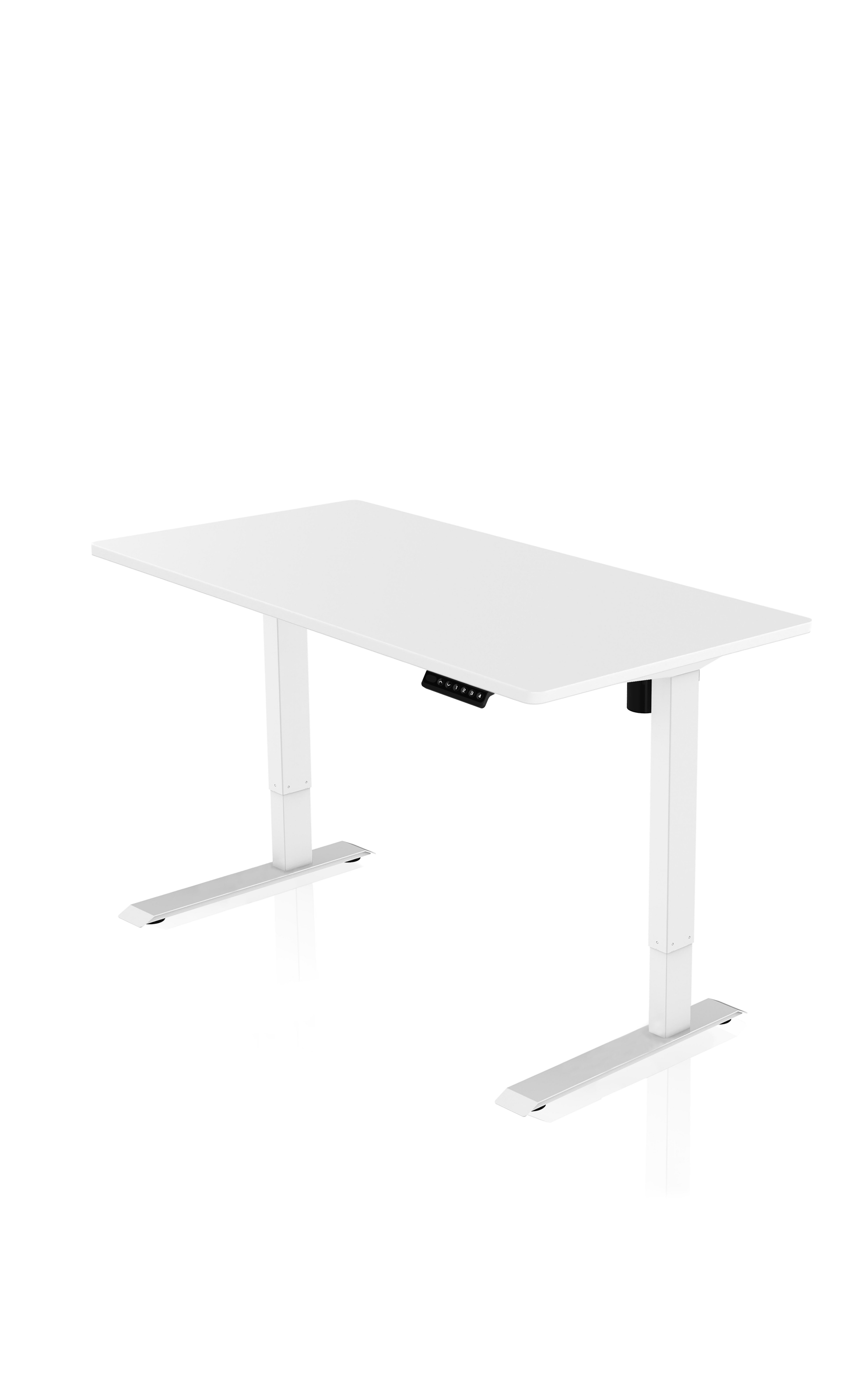 AGIl Schreibtisch elektrisch höhenverstellbarer Schreibtisch - 120*60 cm Komplett-Set Weißes Gestell - Weiße Tischplatte