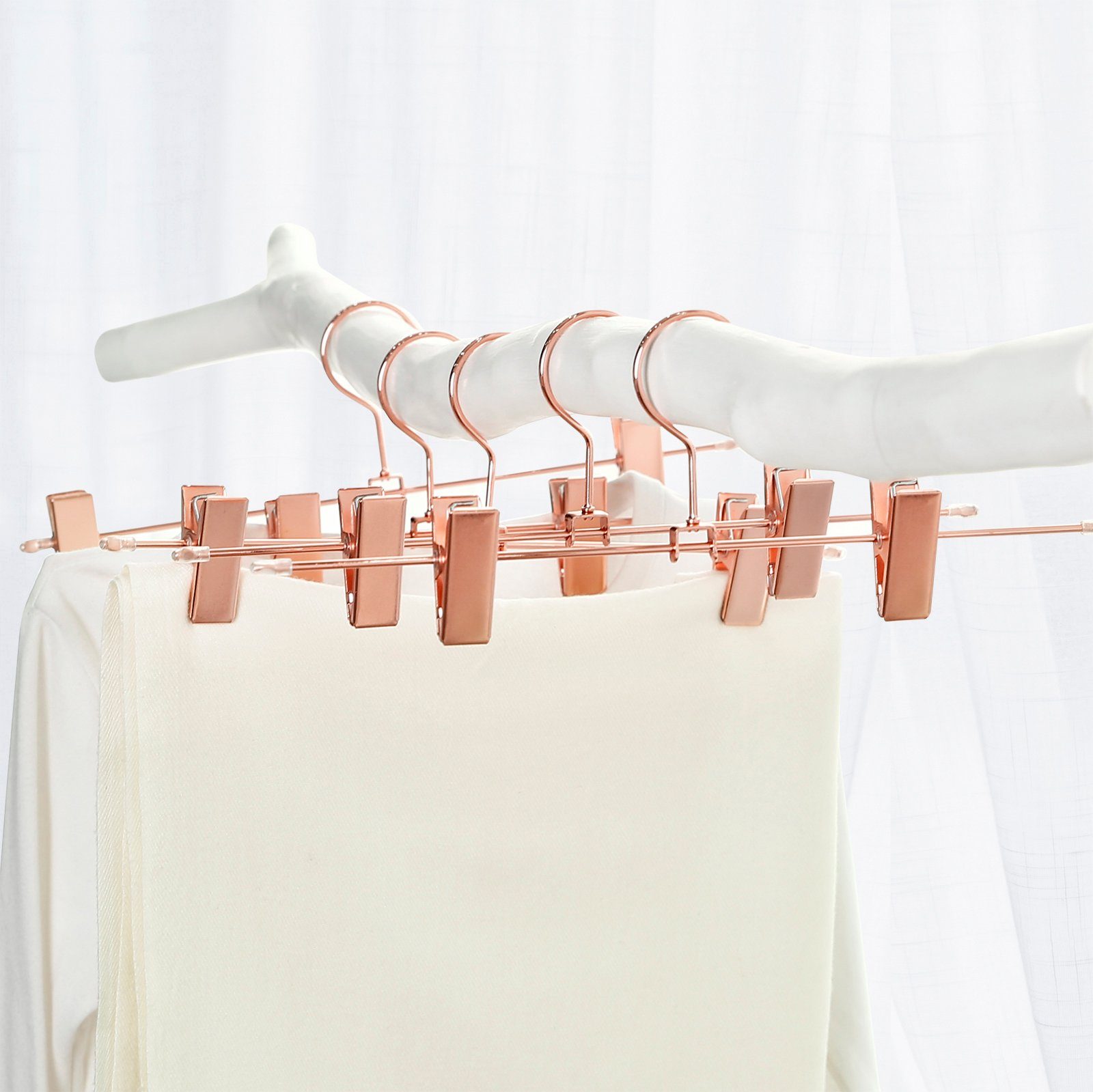 SONGMICS Kleiderbügel CRI46R-10, (10-tlg), 10 Stück, Kleiderbügel, 31 cm, mit 2 rutschfesten Clips, für Röcke