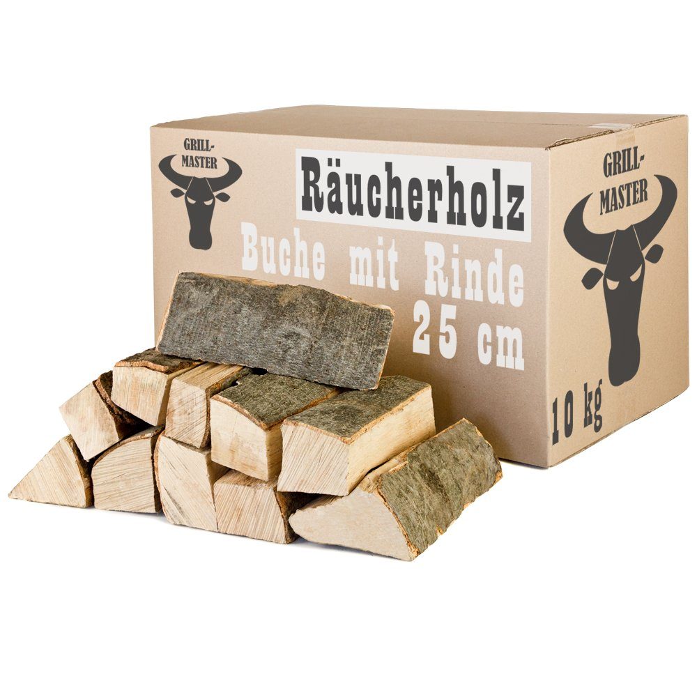 Grillmaster Kaminholz Räucherholz 10kg Smoker Buchenholz kammergetrocknet 25cm Brennholz, 10 kg