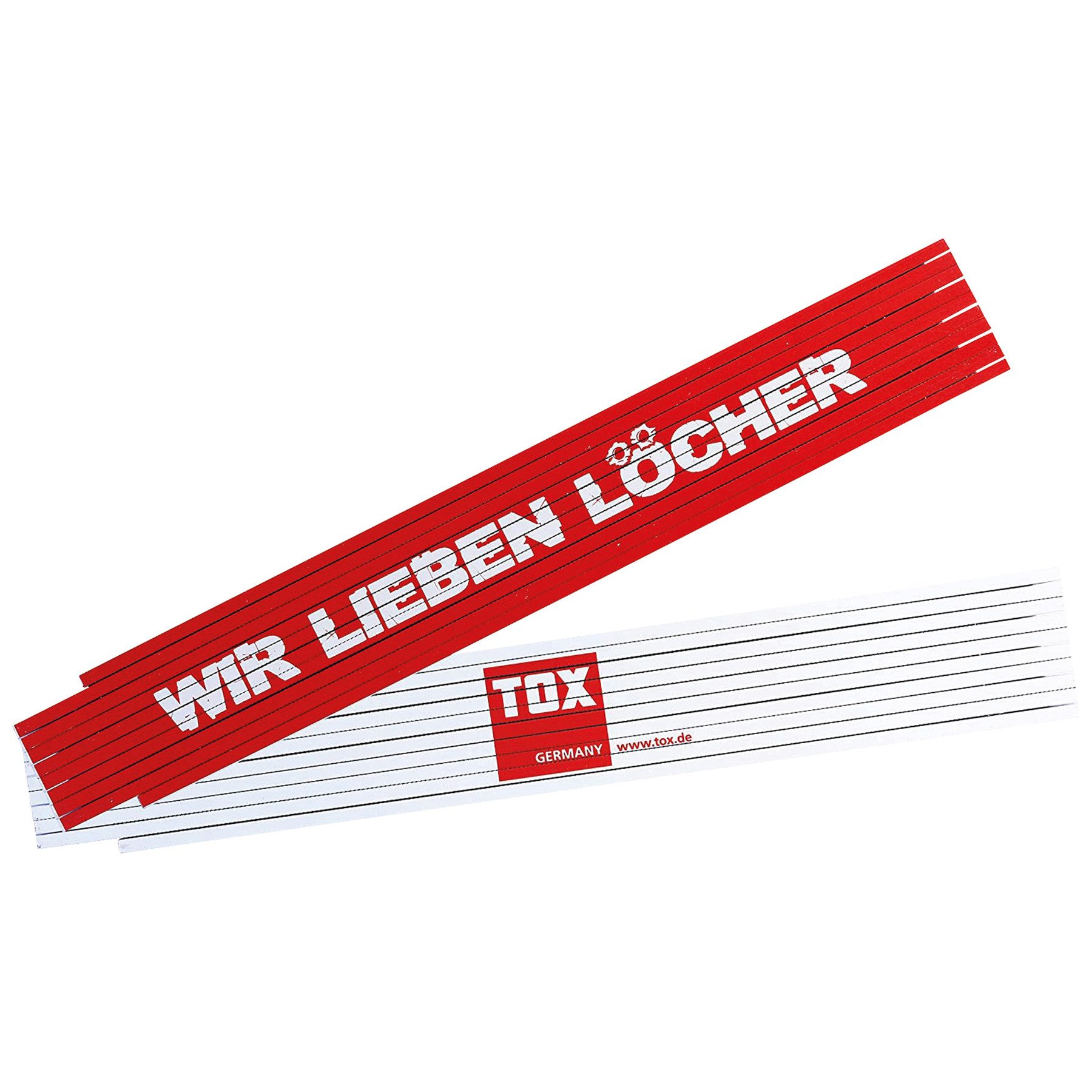 Tox Zollstock TOX Meterstab, Aufdruck:...wir lieben Löcher!, 2 m