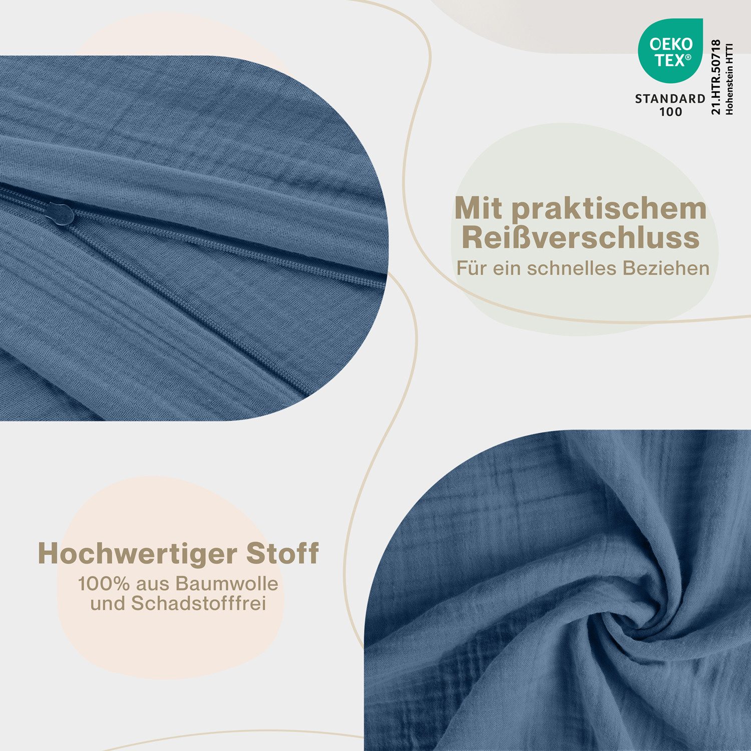 Laleni Kinderbettwäsche Kinderbettwäsche aus Baumwolle - Musselin Bettwäsche, Oeko-TEX zertifizierte Bettwäsche Sommer