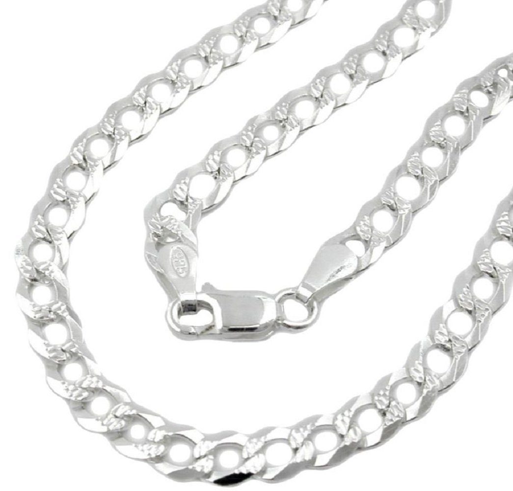 unbespielt Silberkette Halskette 4,6 mm flache Panzerkette mit Muster 925 Silber 50 cm, Silberschmuck für Damen und Herren