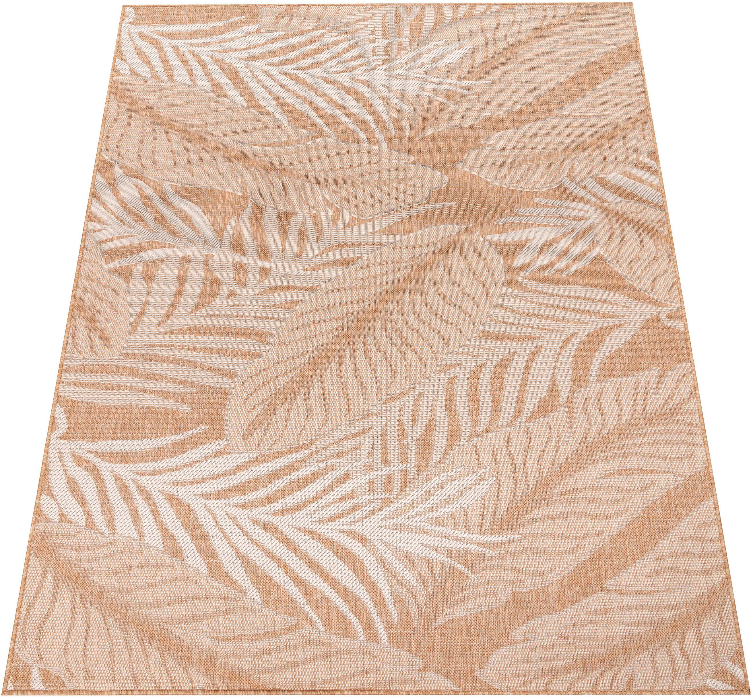 Teppich Illusion 326, Paco Home, rechteckig, Höhe: 4 mm, Flachgewebe, Blätter Motiv, In- und Outdoor geeignet beige