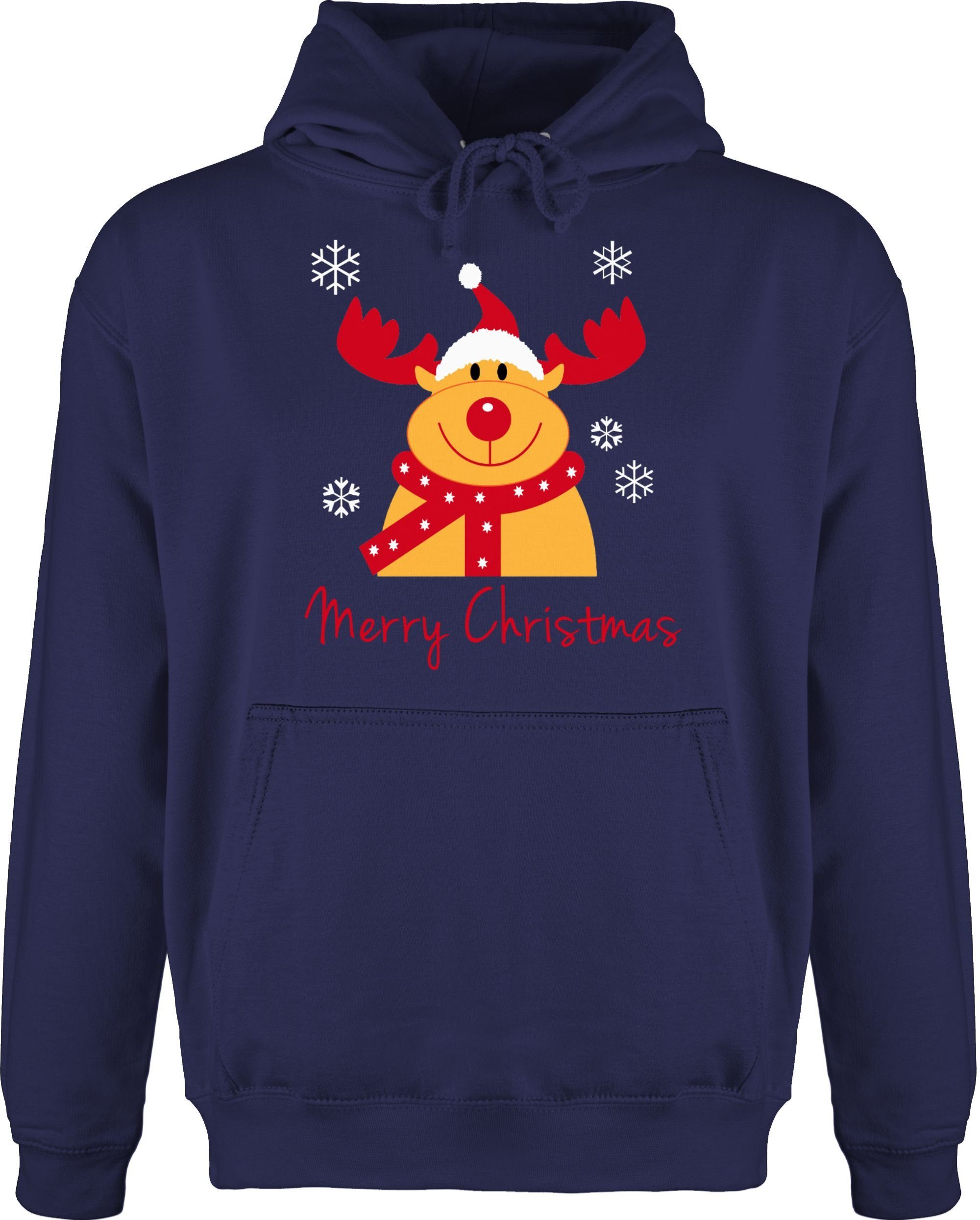 Herren Pullover Shirtracer Hoodie Merry Christmas Rentier - Weihnachten & Silvester Geschenke - Männer Premium Kapuzenpullover N