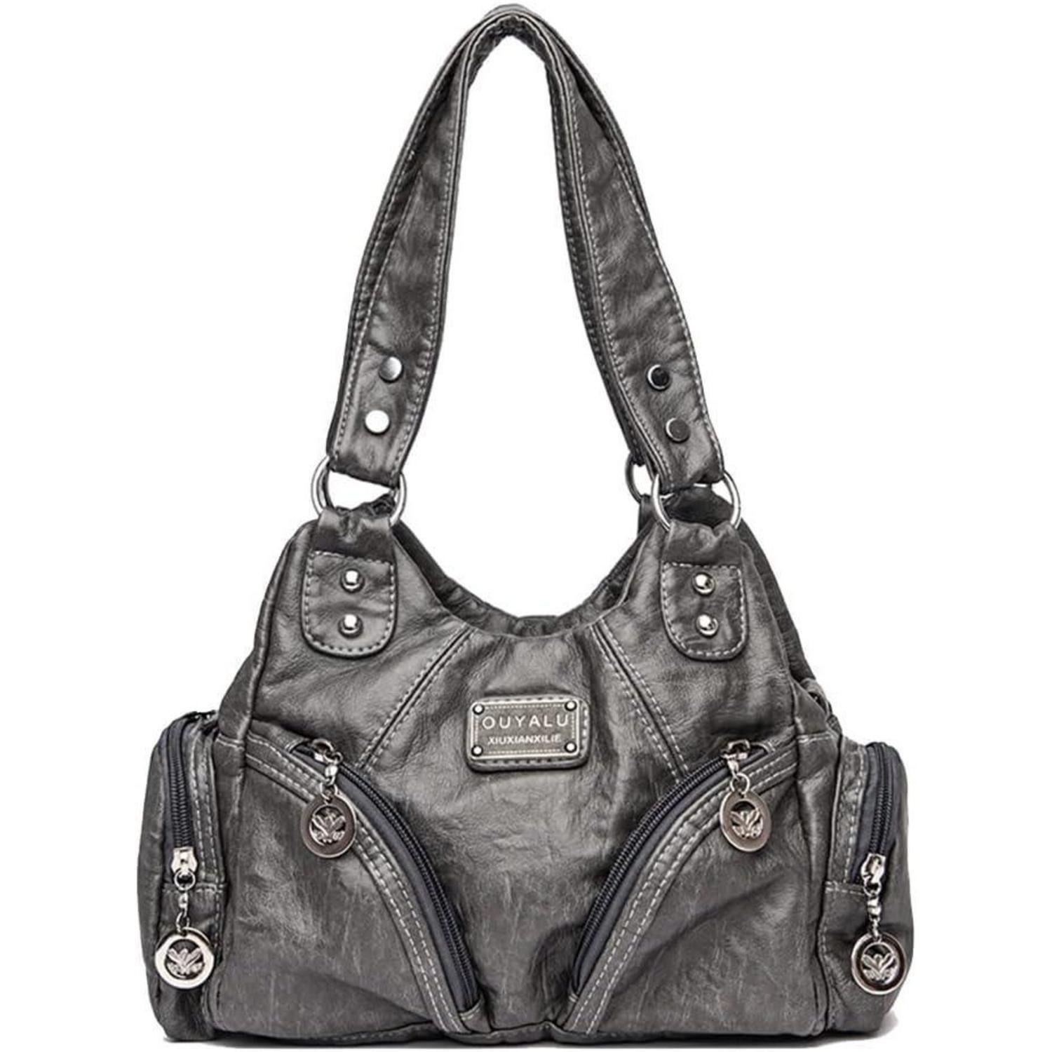 LuxusKollektion Hobo Damenhandtasche PU-Leder Hobo Vintage Schultertasche Henkeltasche Grau