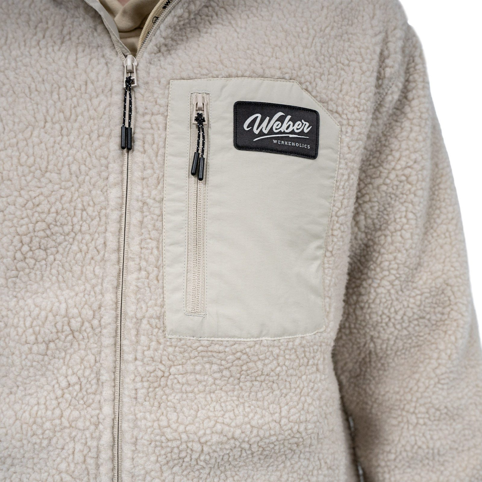 Fleecejacke Sherpa Herren Damen Unisex beige #Werkeholics Outdoorjacke