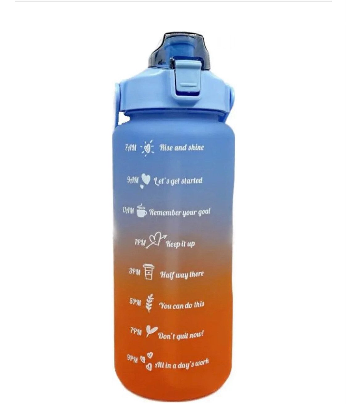 Botells Trinkflasche 2 Liter, Trinkmotivation mit Strohhalm, schöner Farbverlauf mit Henkel, auslaufsicher, BPA frei, für Camping, Reisen, Schule, Sport und Büro