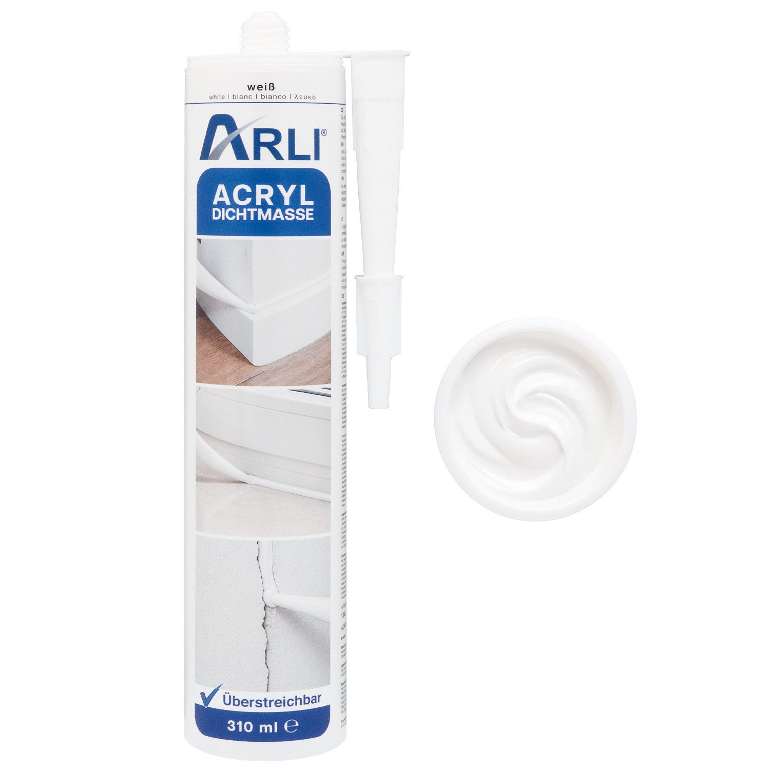 ARLI Maleracryl 10x Acryl 310ml weiß überstreichbare Dichtstoff, Acryl, (10-tlg), Universal Bauacryl Maleracryl Fugendichter Dichtmasse – Bild 4 von 5