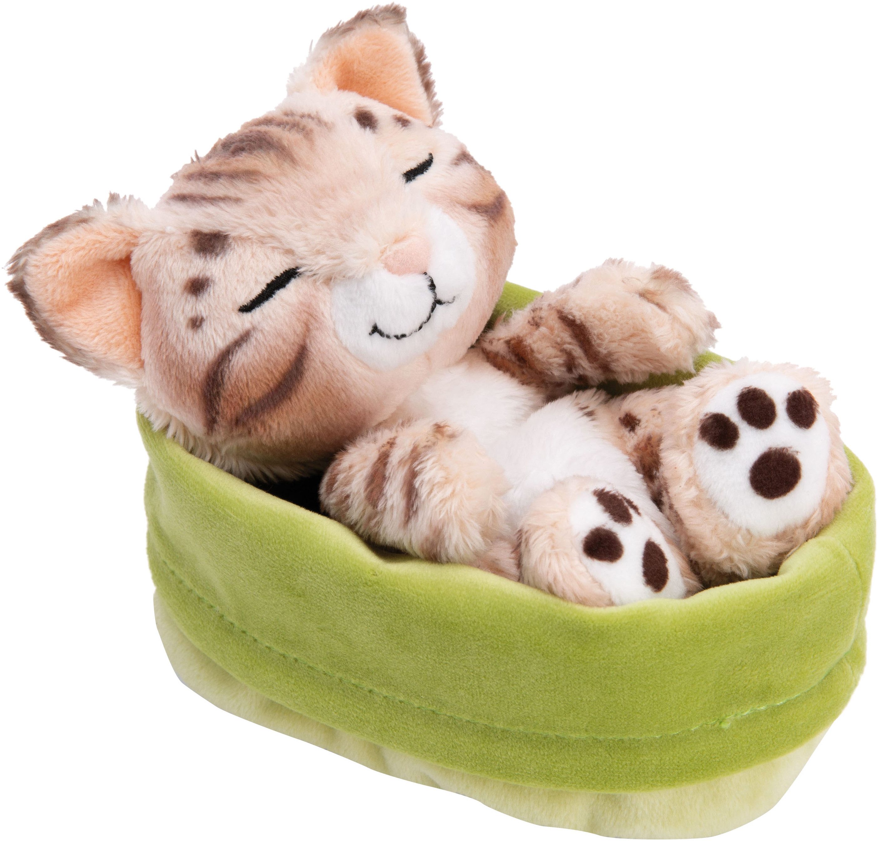 Nici Kuscheltier Sleeping Pets, Katze Bengal, 12 cm, im Körbchen
