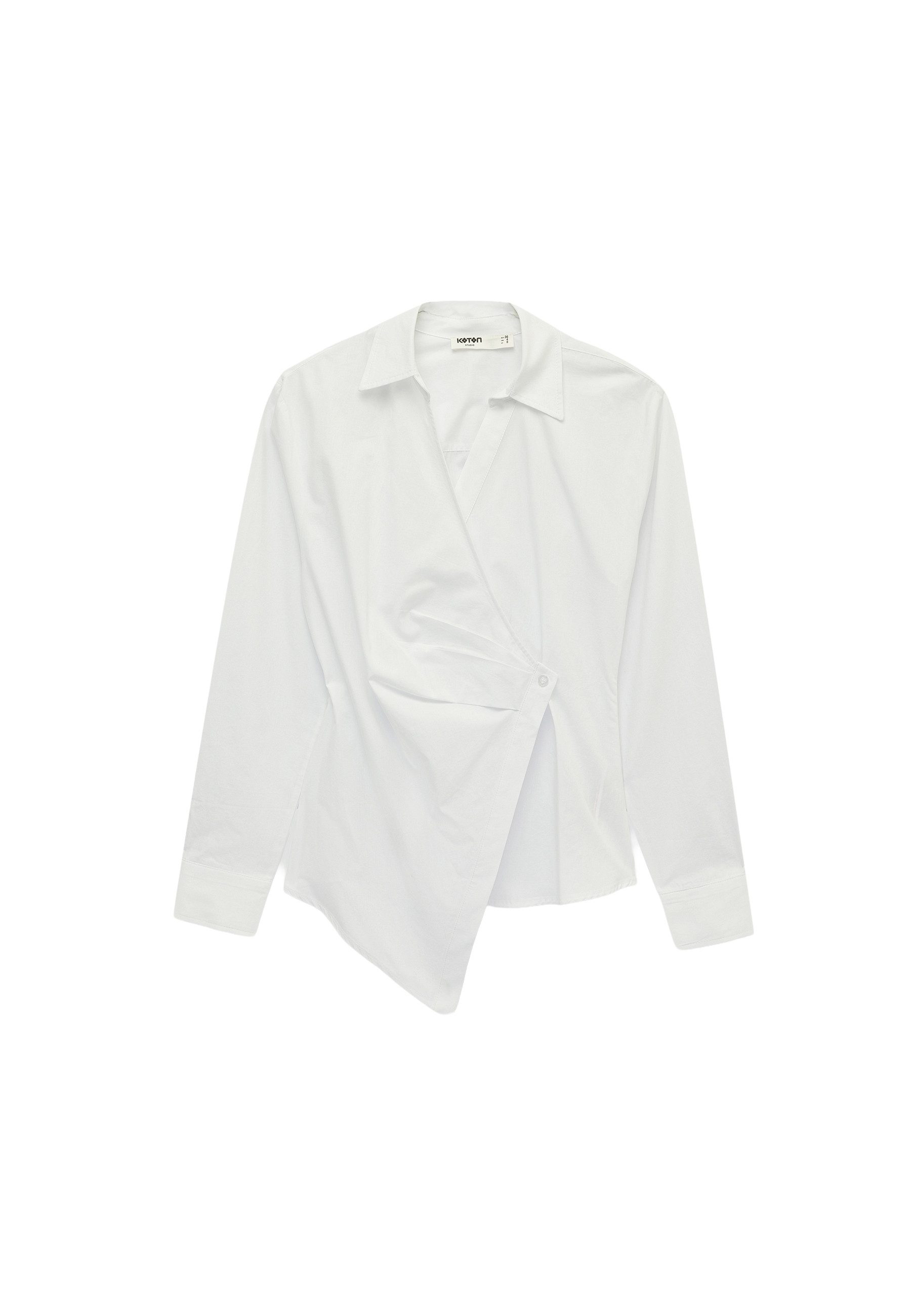 Koton Hemdbluse Koton Poplin-Zweireihige Asymmetrische Bluse