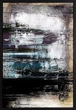 queence Leinwandbild Abstrakt Schwarz, Abstrakt, mit einem Schattenfugenrahmen veredelt