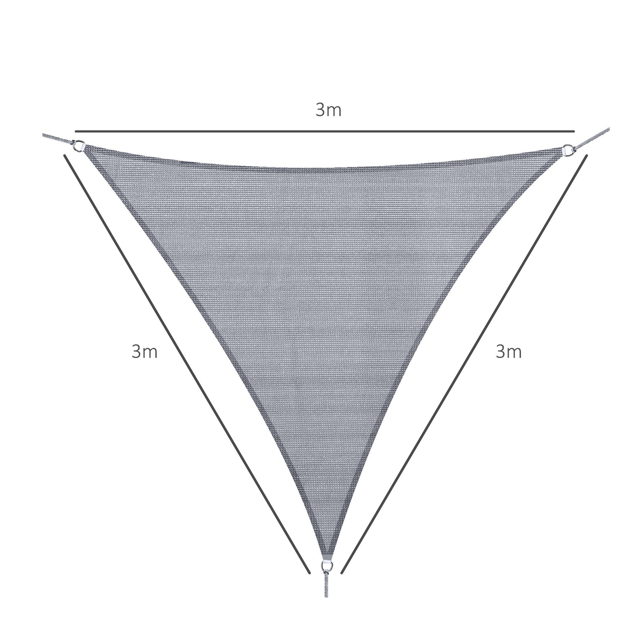 Grau 1-tlg., Sonnensegel Outsunny Dreiecke (Sonnenschutz, Sonnensegel, HDPE Sonnendach),