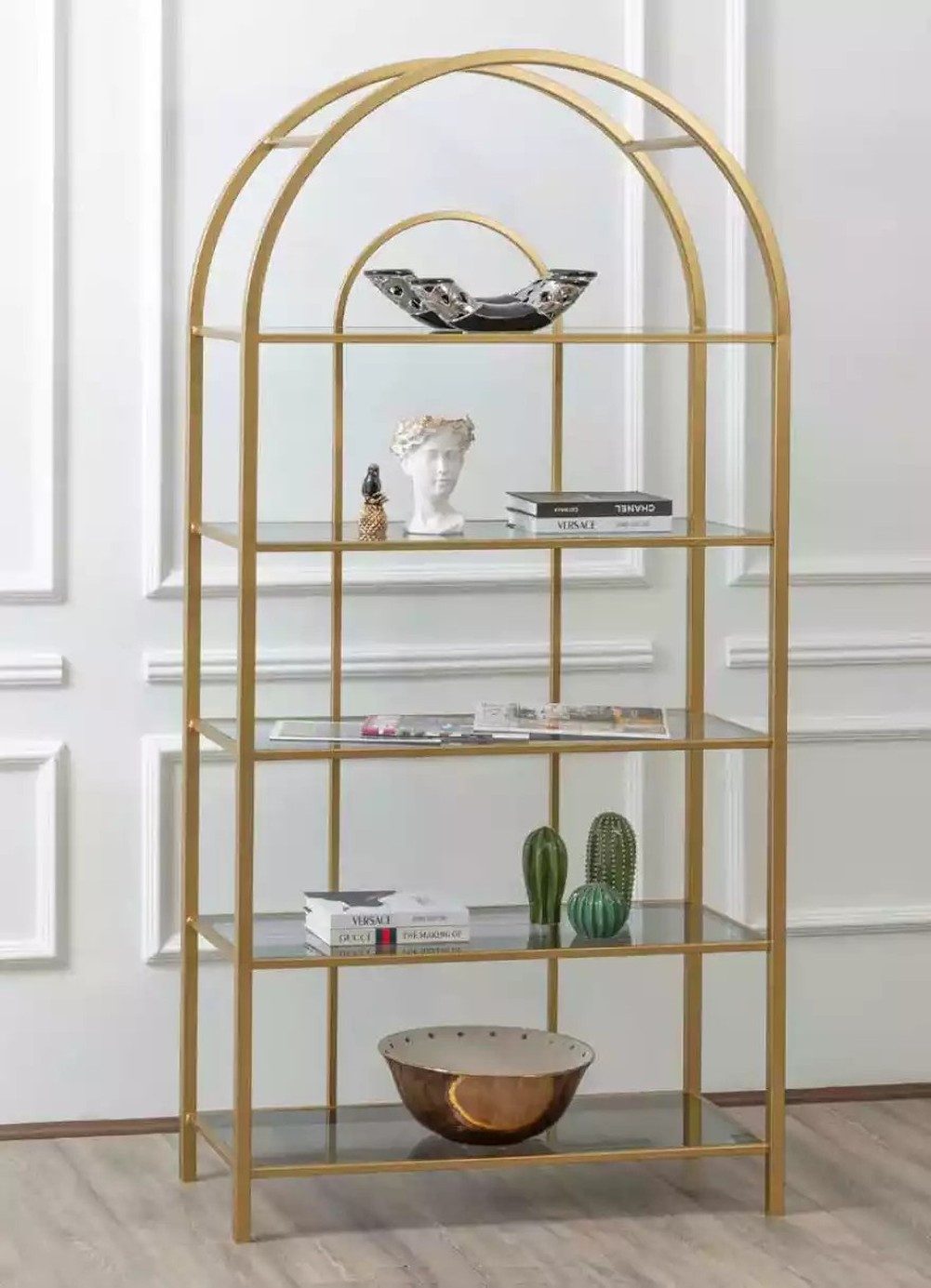 JVmoebel Standregal Elegantes Regal in Gold aus Edelstahl als Raumteiler, 1-tlg., Made in Europa