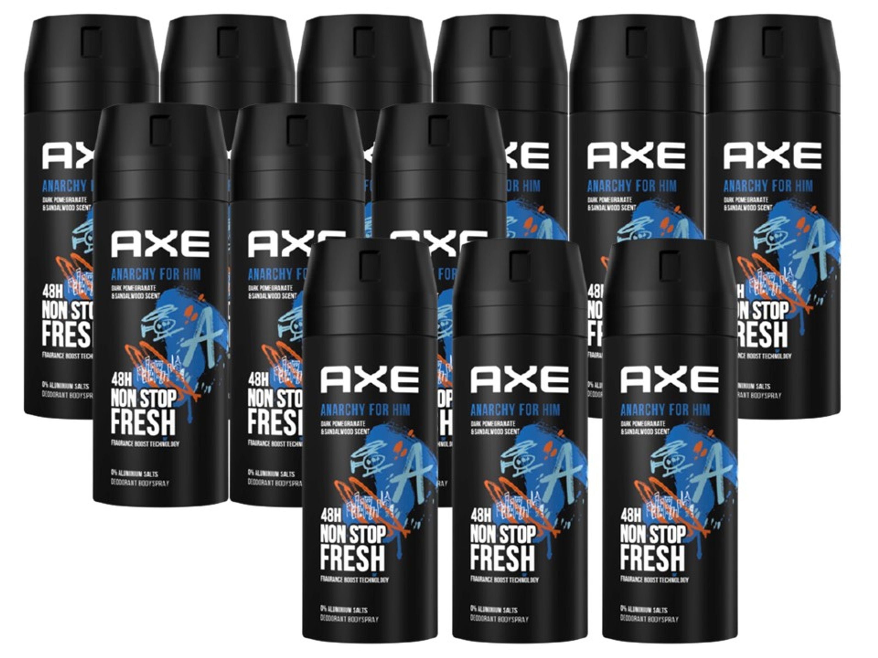 axe Deo-Set Anarchy for Him Bodyspray 12x 150ml Deo Deodorant ohne Aluminiumsalze