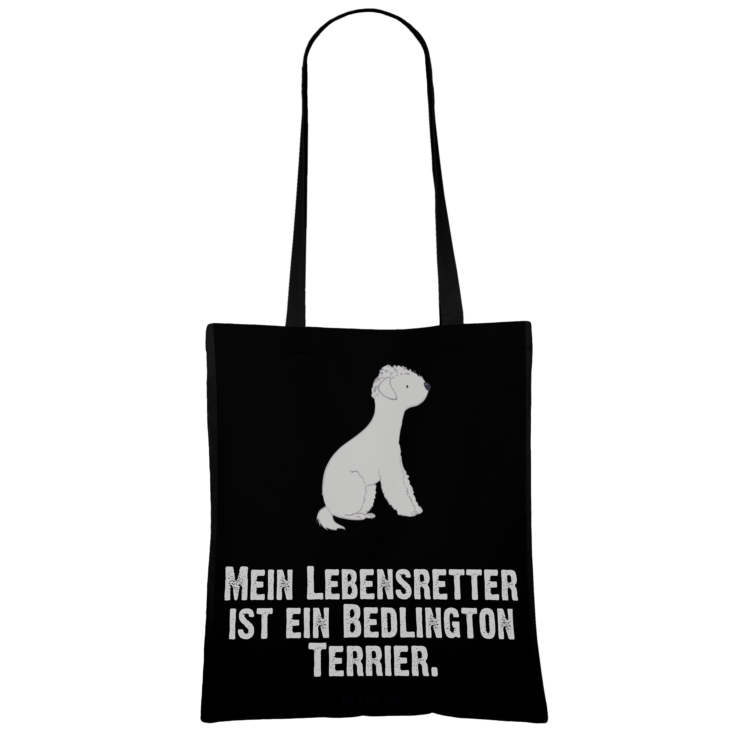 Mr. - Geschenk, Bedlington Tragetasche & - Rassehund, Mrs. Panda Schwarz Terrier Eink Lebensretter (1-tlg)