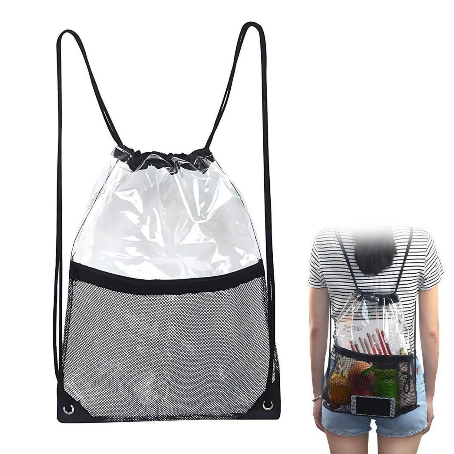 LuxusKollektion Schulrucksack Clear Bag Rucksack Kordelzugbeutel Transparent