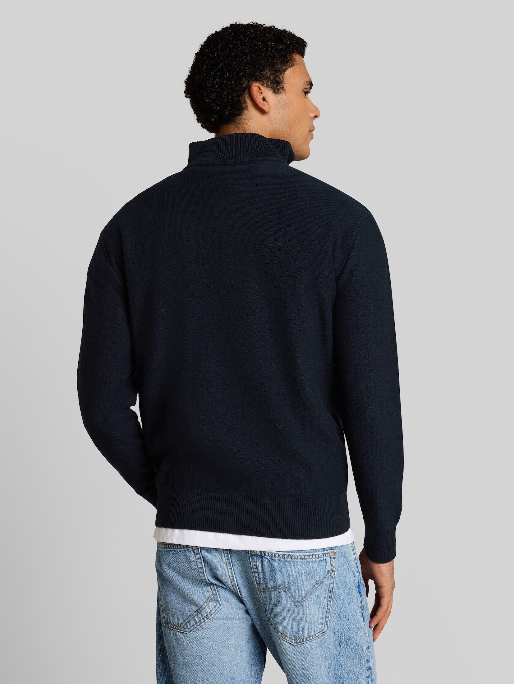 TOM TAILOR Denim Strickpullover Pullover & Strickjacken Troyer Strickpullover aus Baumwolle