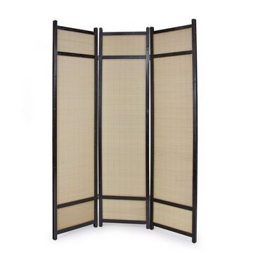 Homestyle4u Paravent Holz Paravent Raumteiler Trennwand Bambus schwarz Spanische Wand Sicht, 3-teilig