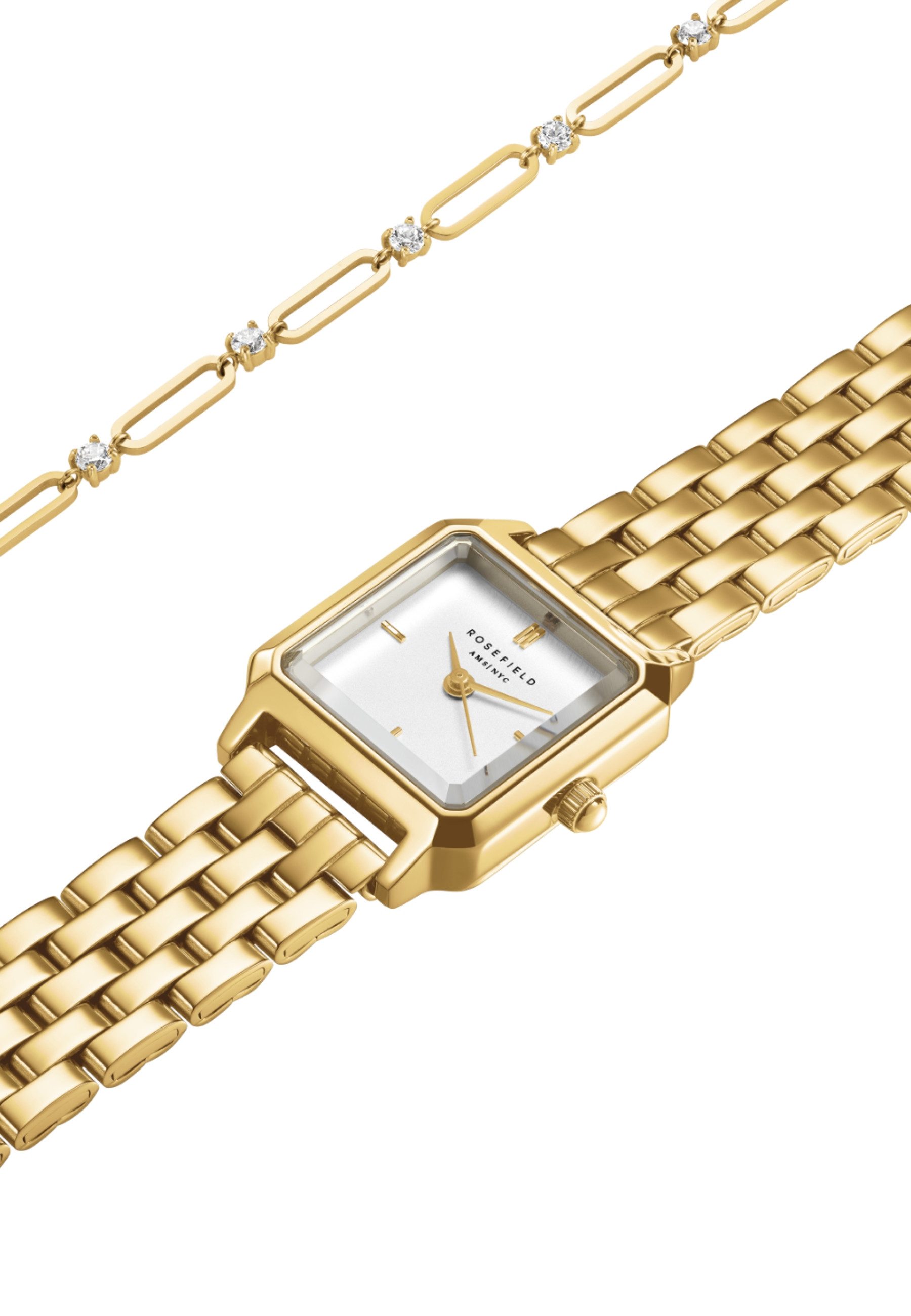 ROSEFIELD Quarzuhr ROSEFIELD Boxelle + Büroklammer-Armband Geschenkset für Damen