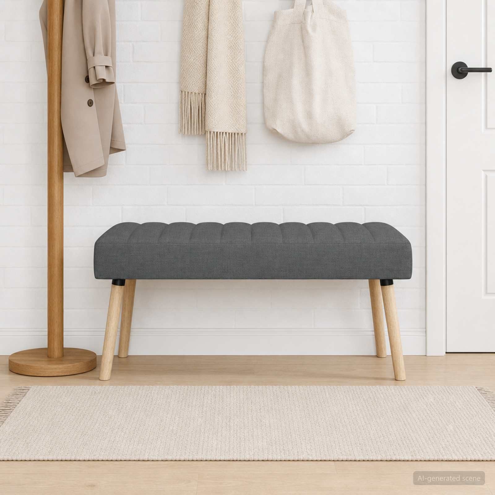 vidaXL Sitzbank Kanalgepolsterte Bank Dunkelgrau 110 x 40 x 46 cm Stoff (1-St)