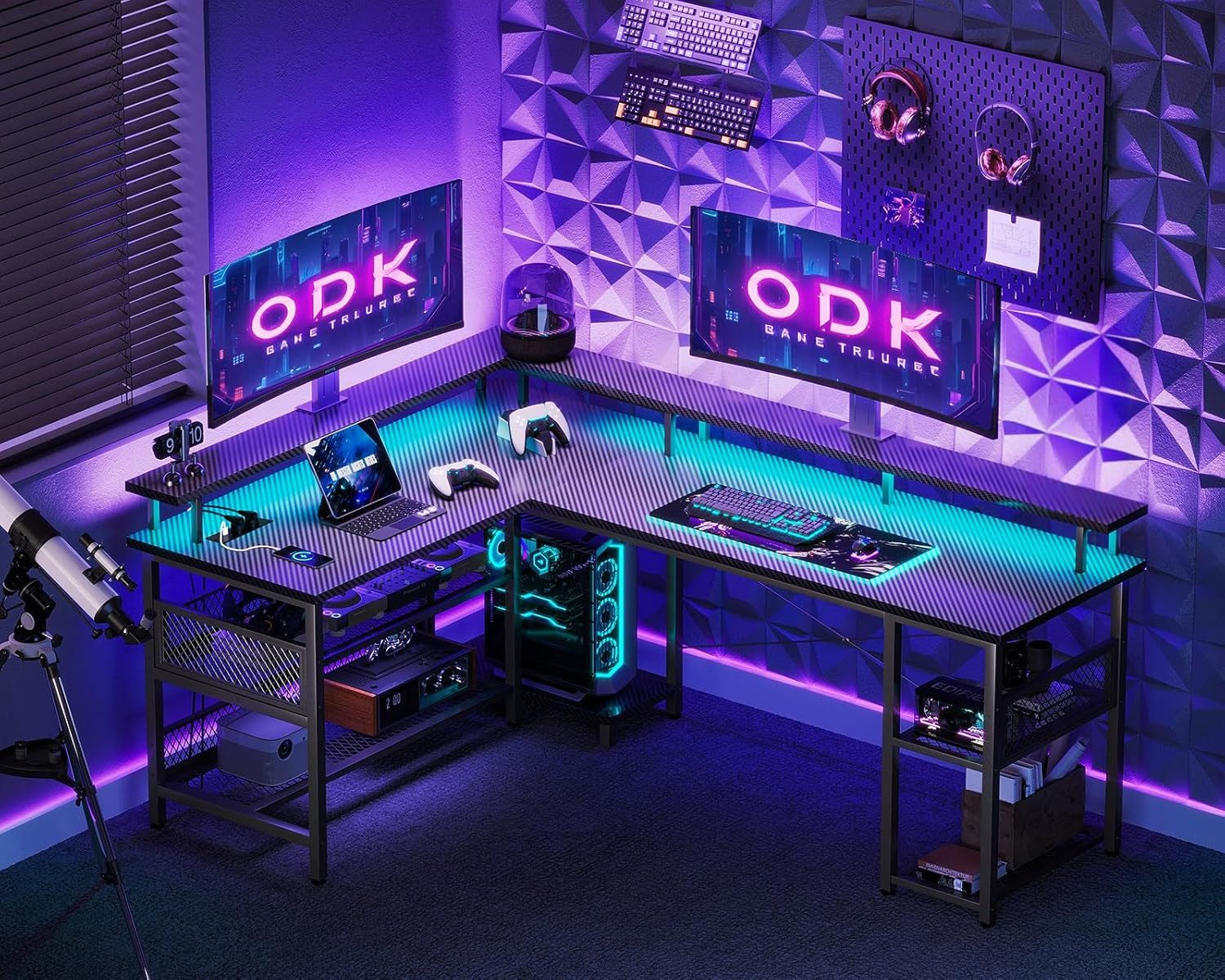 ODK Eckschreibtisch ODK Eckschreibtisch Groß mit Netzablage, Carbon Schwarz günstig online kaufen