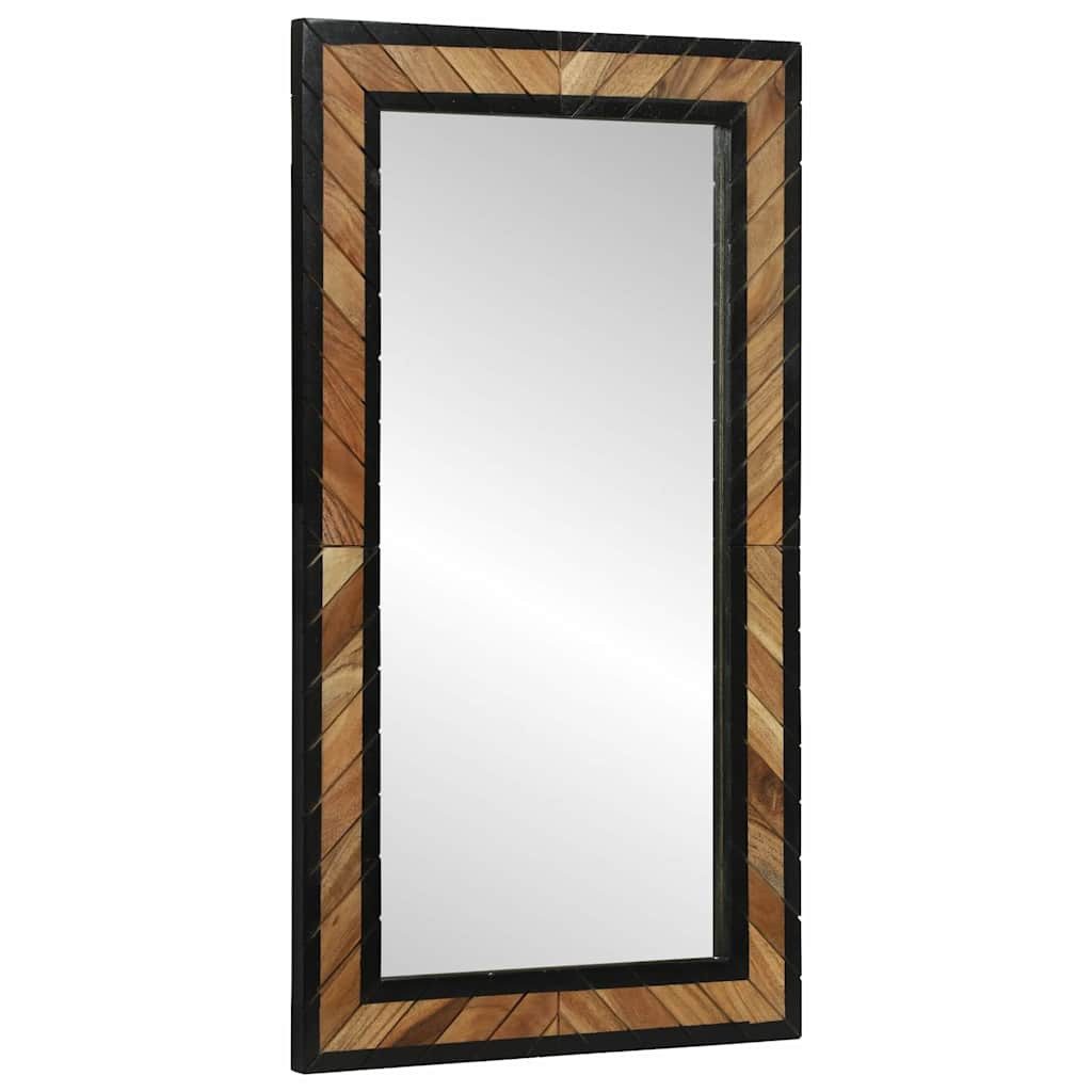 vidaXL Spiegel Wandspiegel Schwarz und Braun 50 x 2 x 90 cm Massivholz (1-St)